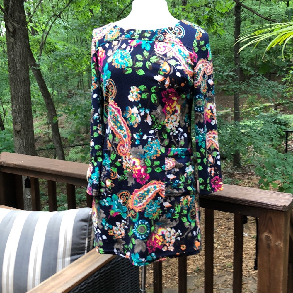 Funky a Floral Long Sleeve Mini Dress
